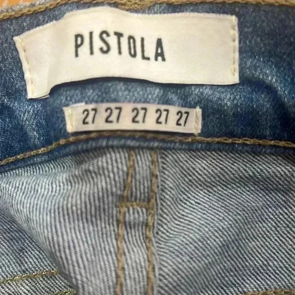 Pistola Distressed Cropped High Rise Jeans Medium Wash NWT 27 - Picture 6 of 8
